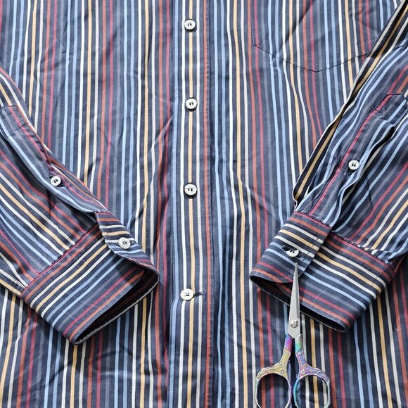 Paul & Shark Yachting Shirt Mens 42/16 Multicolor Stripes LS Collar Cotton FLAW - Picture 9 of 16